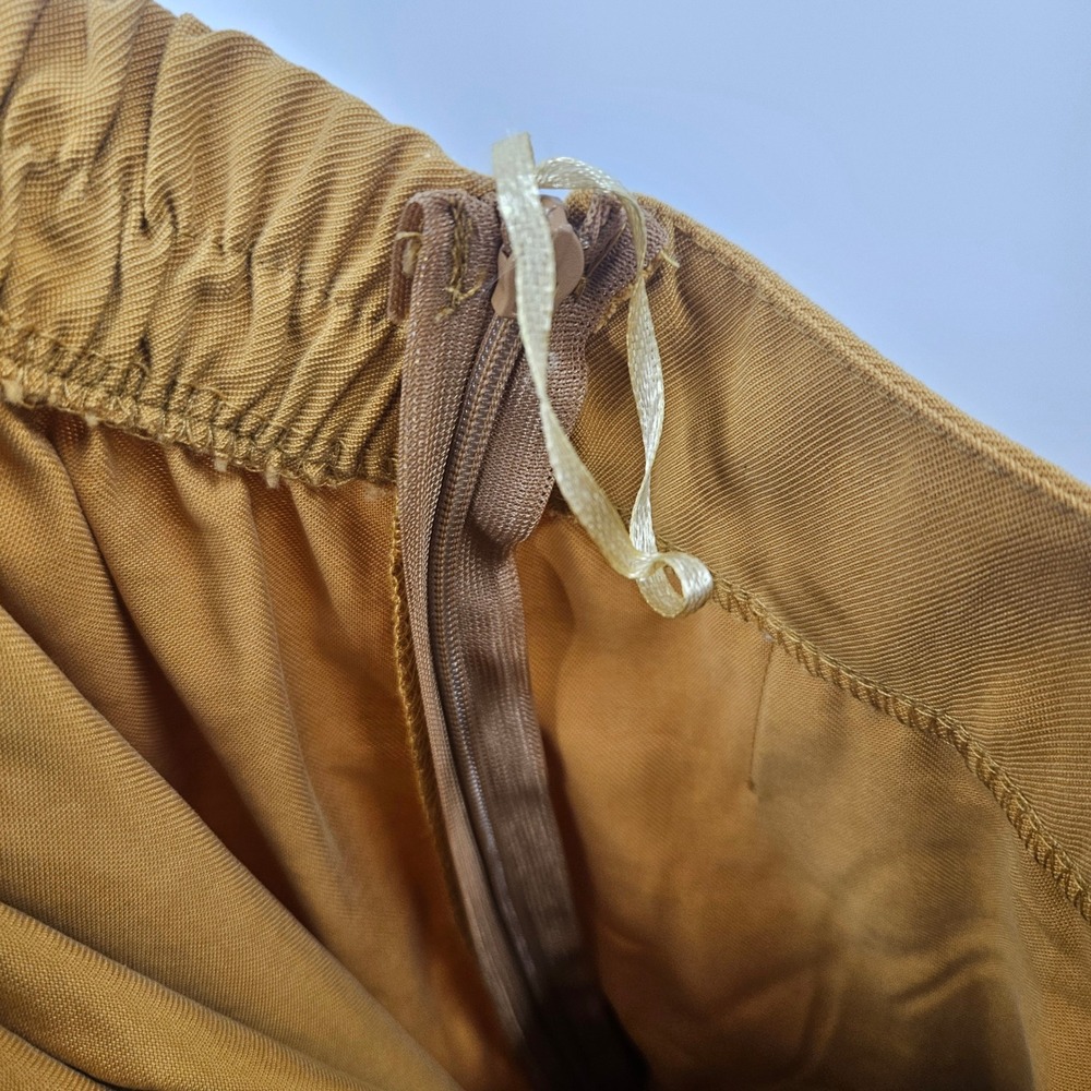 Moutaki Barrel Leg Pants Mustard Yellow High Waist Barrell Greek NWT Sz M - Picture 10 of 11